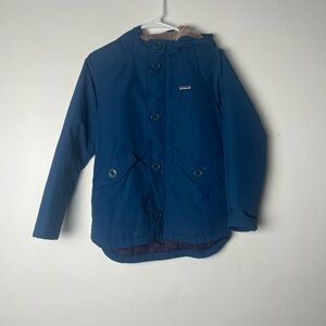 Youth XL Patagonia Rain Snow Jacket button zip hoodie Navy Blue